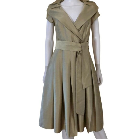Jessica Howard Elegant Pleated Party Evening Tie Waist Dress - Picture 1 of 12